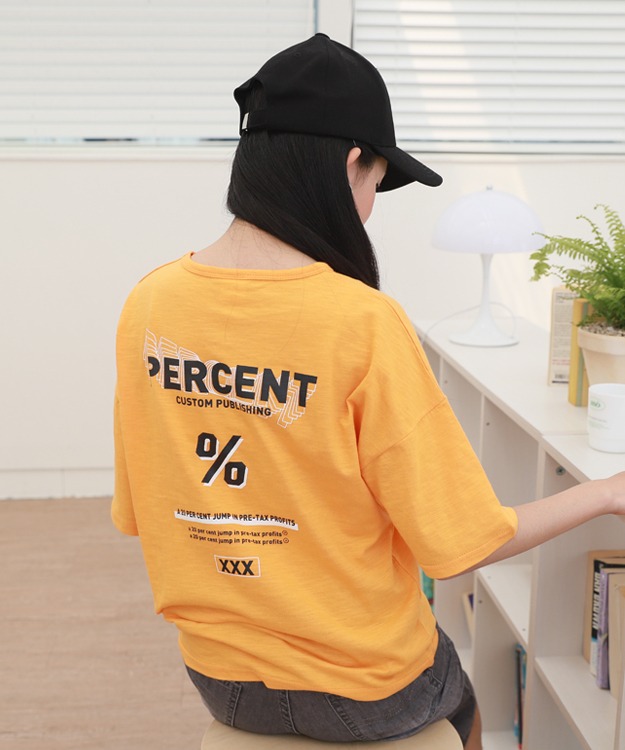 퍼센트 티셔츠(오렌지,블랙,연두)