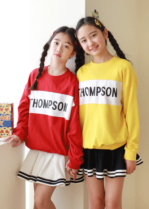톰슨배색맨투맨 티셔츠(옐로우,레드)