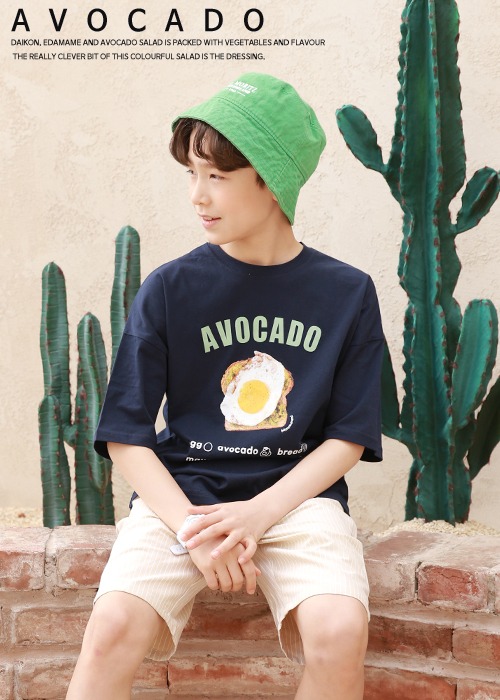 아보카도 티셔츠(네이비,인디민트,인디핑크)