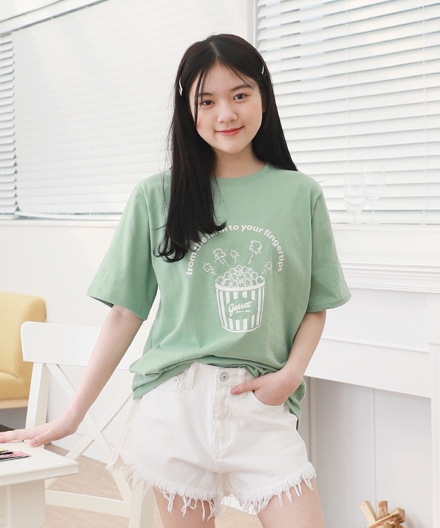 [쥬니텐]팝콘 티셔츠(머스타드,메란지,인디민트)
